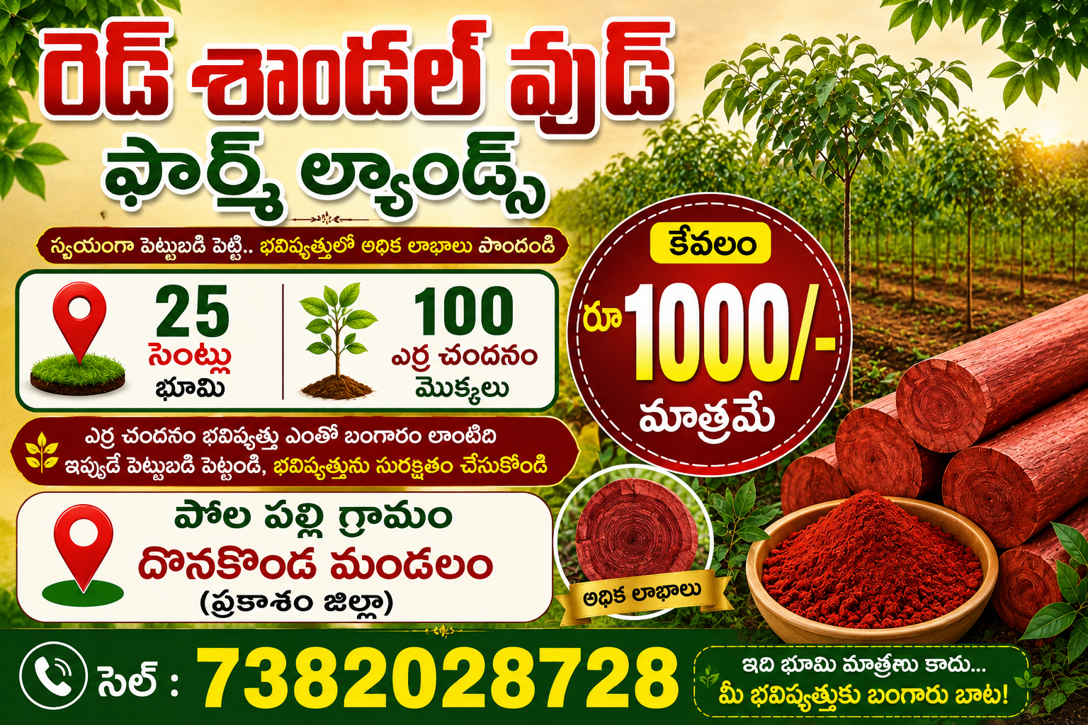 Red Sandal Farm Land 25 Cents 100 Plants